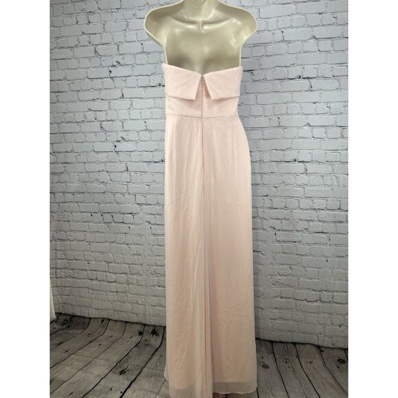 Bella Bridesmaids Light Pink Strapless Lined Zip Up Maxi Dress Size 12 R - Picture 2 of 8